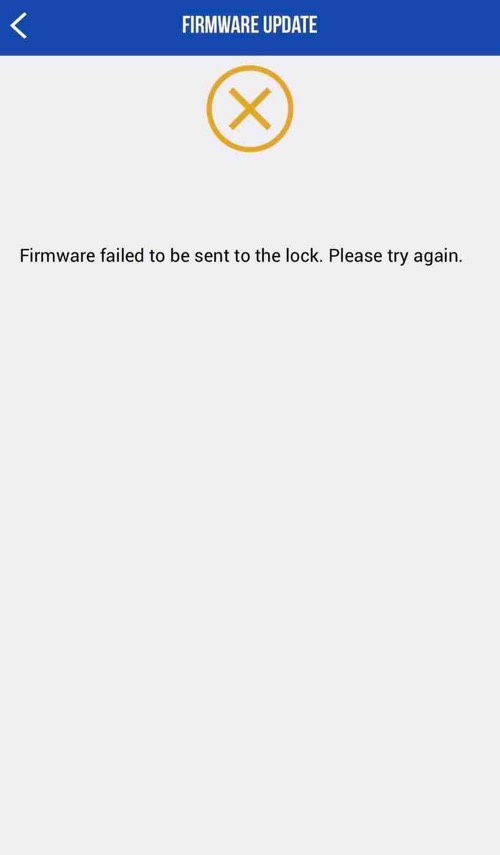 Schlage Firmware Error Screenshot